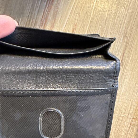 LEXUS Leather Wallet Business Card Holder By Fossil Black Credit Card Holder - Picture 5 of 12